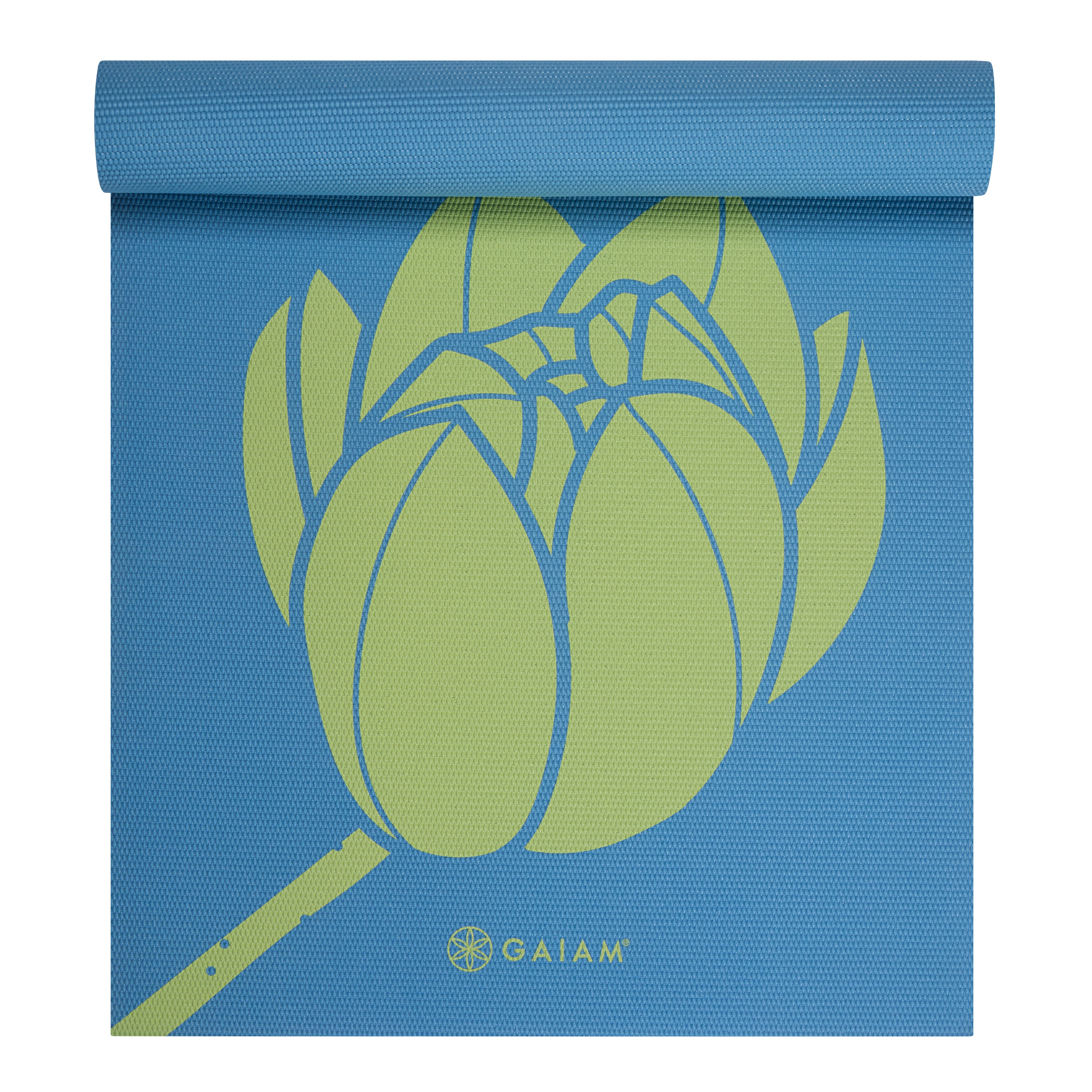 Gaiam Lotus Flower Yoga Mat top rolled